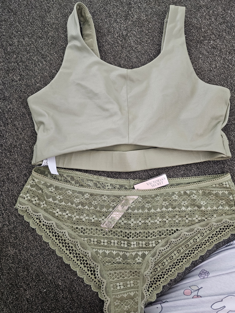 Victoria's Secret Olive Green Lace Bralette & Bikini Set